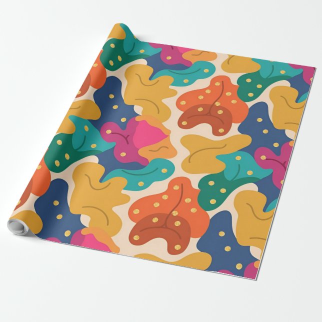 Strumpf Halloween-Herbstlaube Nahtloses Muster Geschenkpapier (Ungerollt)