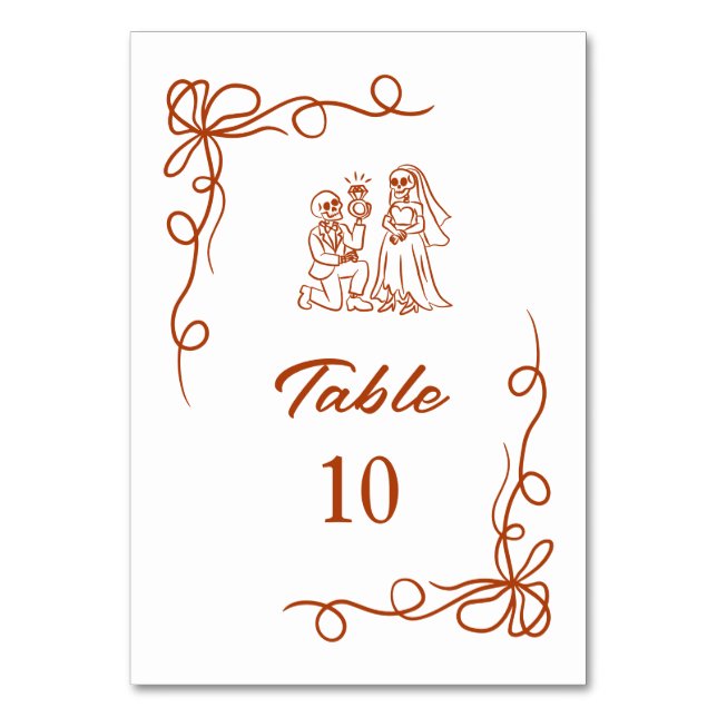 Strumpf-Handgezeichnetes Halloween-Brautparty Tischnummer (Vorderseite)