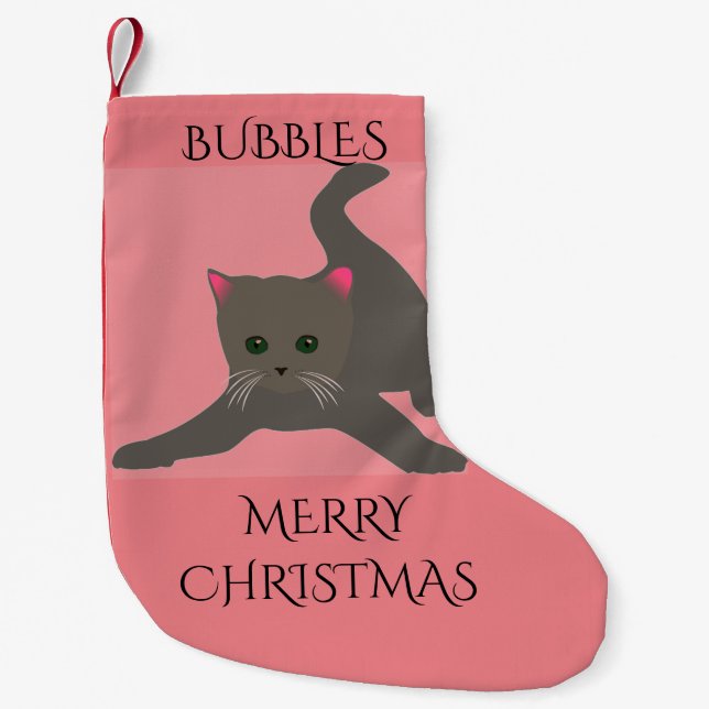 Strumpf mit personalisiertem Namen.KATZE Kleiner Weihnachtsstrumpf (Vorderseite)