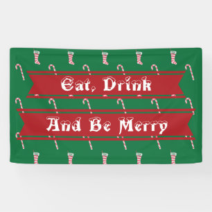 Strumpf und Candy Cane Muster Banner
