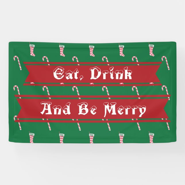 Strumpf und Candy Cane Muster Banner (Horizontal)