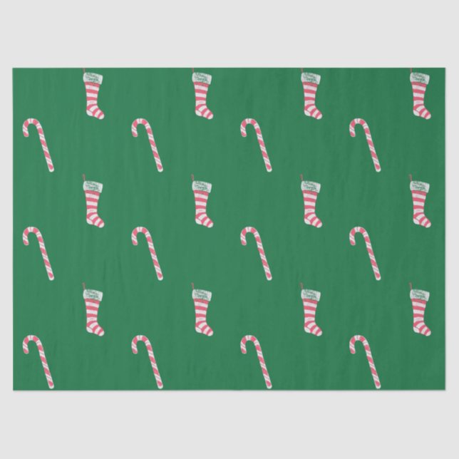 Strumpf und Candy Cane Muster Seidenpapier (Vorderseite)