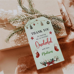 Strumpf Weihnachten 1. Geburtstag Party Geschenkanhänger