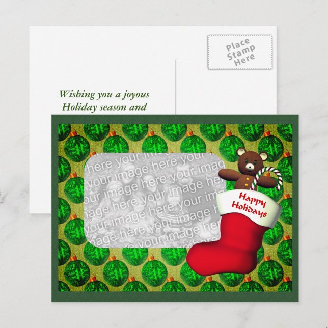 Strumpf Weihnachts-Foto Postkarte (Vorne/Hinten)