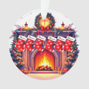 Strümpfe am Feuer – Weihnachtlicher Kamin Ornament