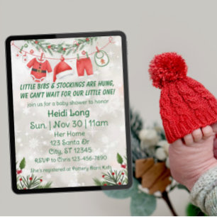 Strümpfe aufgehängt, Holiday Baby Shower Einladung