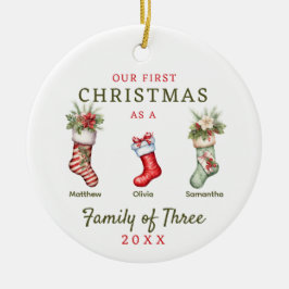 Strümpfe Familie der drei ersten Weihnachten Keramik Ornament