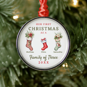 Strümpfe Familie der drei ersten Weihnachten Ornament Aus Metall