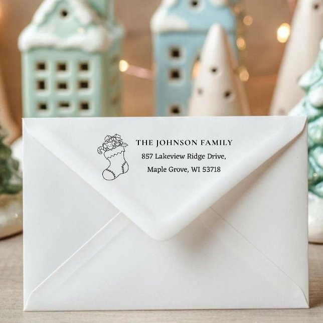[Strumpfstempel] Benutzerdefinierte Weihnachtskart Permastempel ([Stocking Stamp] Custom Christmas Card Address Self-inking Stamp)