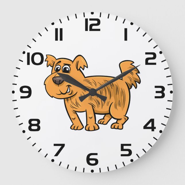 Struppiger orangefarbener Welpe Große Wanduhr (Vorderseite)