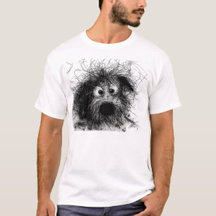 Struppiges Schwarzes Hund Gothic Skizze T-Shirt