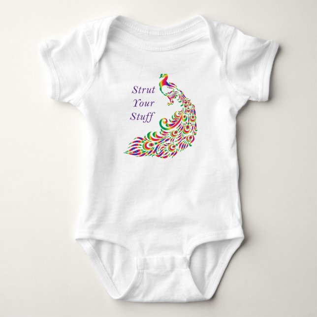 Strut Ihren Material-schönen Pfau T-Shirt (Vorderseite)