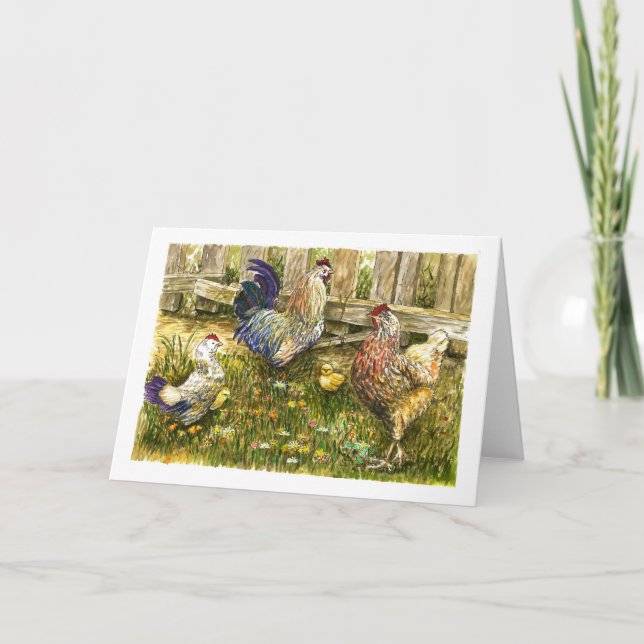 Strutting Huhnfamilie Karte (Vorderseite)