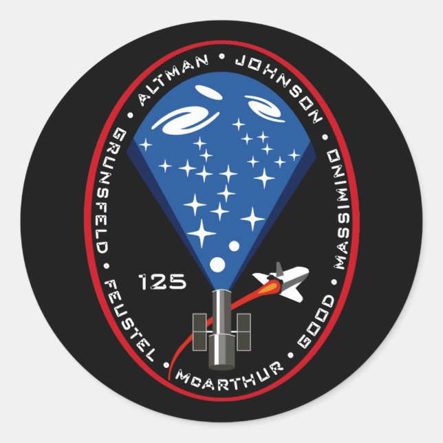 STS 125-Mission-Patch Runder Aufkleber (Vorderseite)