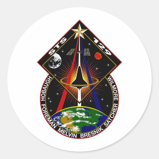 STS 129 Flight Patch Runder Aufkleber (Vorderseite)