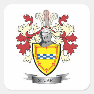 Stuart Familienwappen Coat of Arms Quadratischer Aufkleber