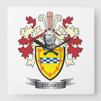 Stuart-Familienwappen-Wappen Quadratische Wanduhr