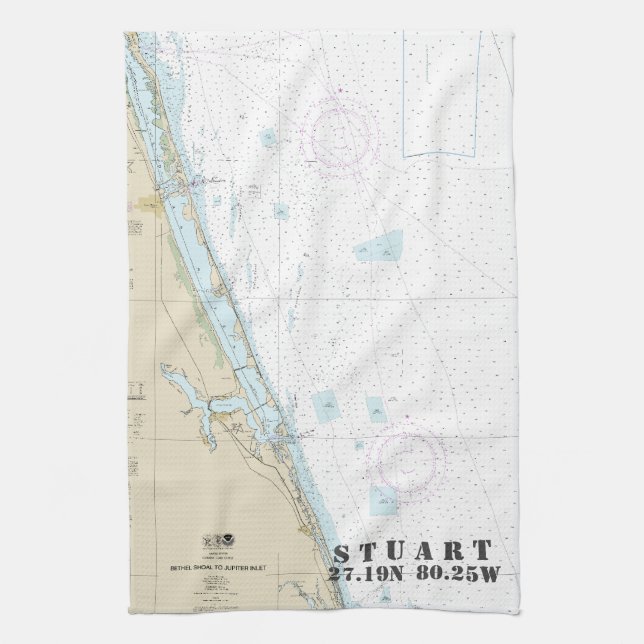Stuart Florida Nautic Chart Breitengrad Länge Geschirrtuch (Vertikal)
