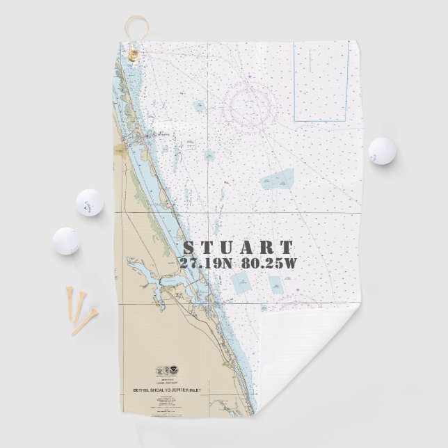 Stuart Florida Nautic Chart Breitengrad Länge Golfhandtuch (Insitu)