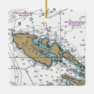 Stuart Island WA Chart Keramikornament