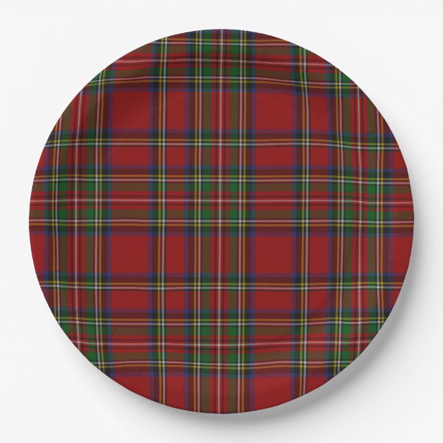 Stuart Kariert Tartan Christmas Pappteller (Vorderseite)