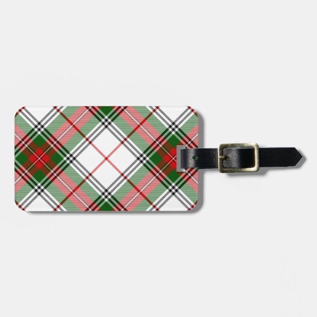 Stuart / Stewart tartan, weiß grün kariert Gepäckanhänger (Vorderseite horizontal)