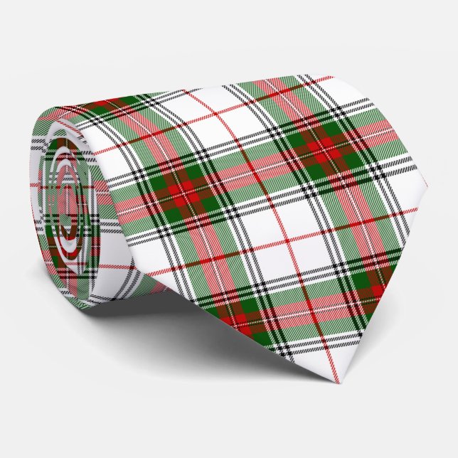 Stuart / Stewart tartan, weiß grün kariert Krawatte (Gerollt)