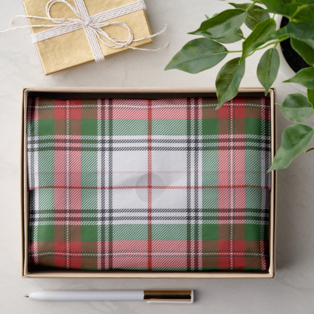 Stuart / Stewart tartan, weiß grün kariert Seidenpapier (Geschenk)