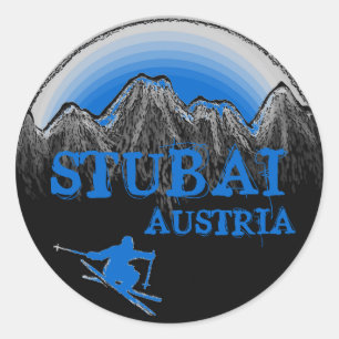 Stubai Austria Blaue Skiaufkleber Runder Aufkleber