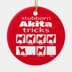 Stubborn Akita Tricks Keramik Ornament