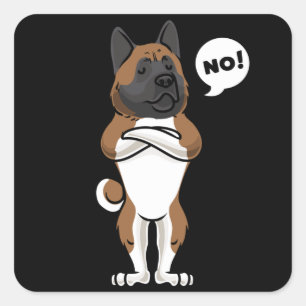 Stubborn American Akita Quadratischer Aufkleber