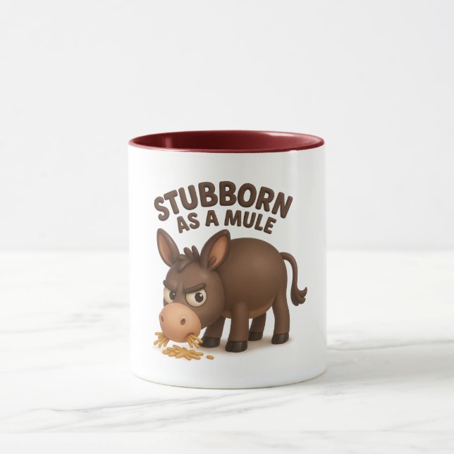 Stubborn as a mule funny cartoon donkey tasse (Zentrum)