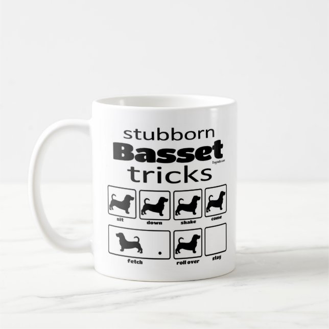 Stubborn Basset Tricks Kaffeetasse (Links)