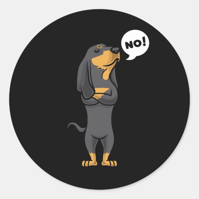 Stubborn Black and Tan Coonhound Dog Runder Aufkleber (Vorderseite)