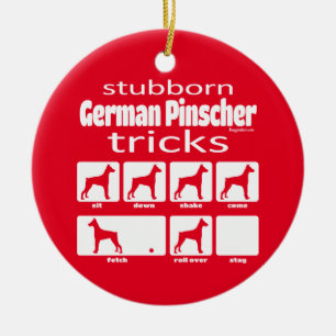 Stubborn German Pinscher Tricks Keramik Ornament