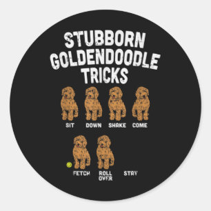 Stubborn Goldendoodle Tricks Funny Dog Trainer Mam Runder Aufkleber