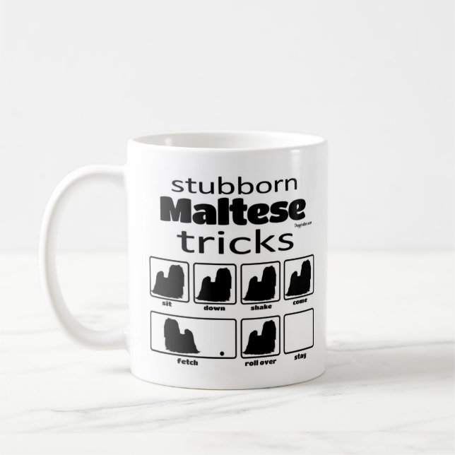 Stubborn Maltese Tricks Kaffeetasse (Links)