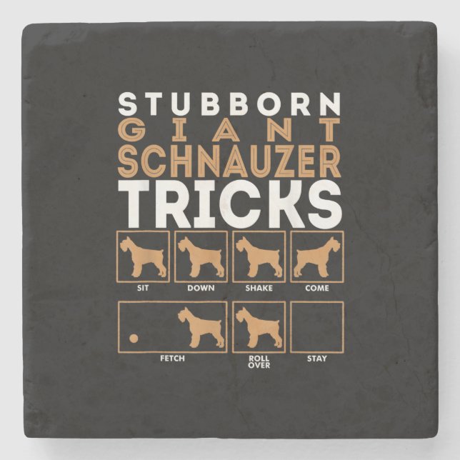 Stubborn Riesenschnauzer Dog Tricks Graphic Steinuntersetzer (Vorderseite)