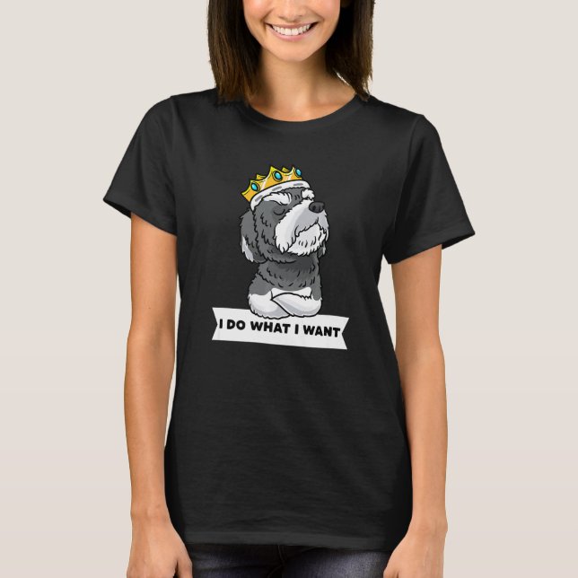 Stubborn Schnoodle Dog With Crown Premium T-Shirt (Vorderseite)