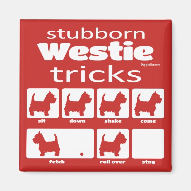 Stubborn Westie Tricks Magnet (Vorne)