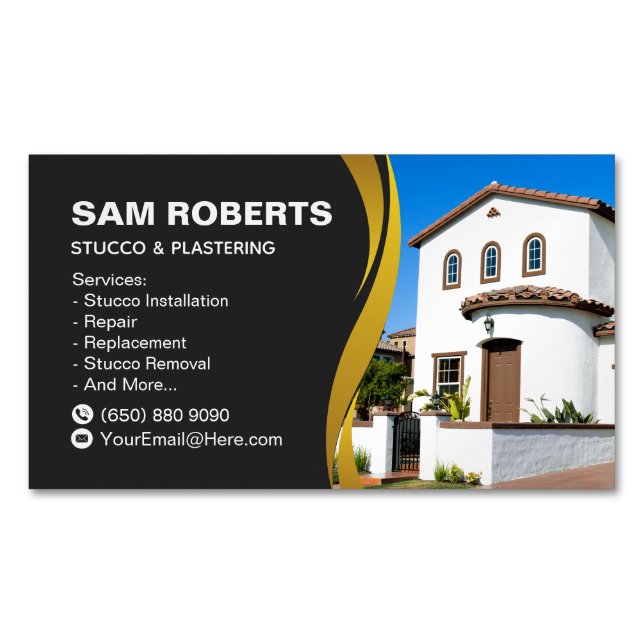 Stucco and Plastering Business Card Construction Magnetische Visitenkarte (Vorderseite)