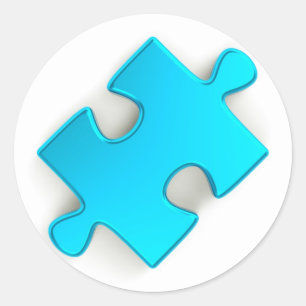 Stück des Puzzlespiel-3D (metallische hellblaue) Runder Aufkleber