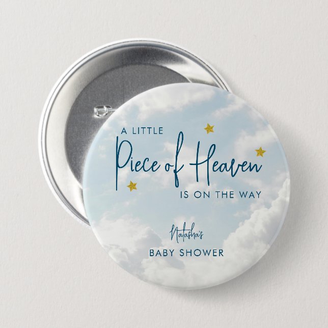 Stück Himmelwolken Neun Kinderdusche Button (Vorne & Hinten)