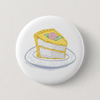 Stück Kuchen mit gelben und rosa Zuckerguss Button