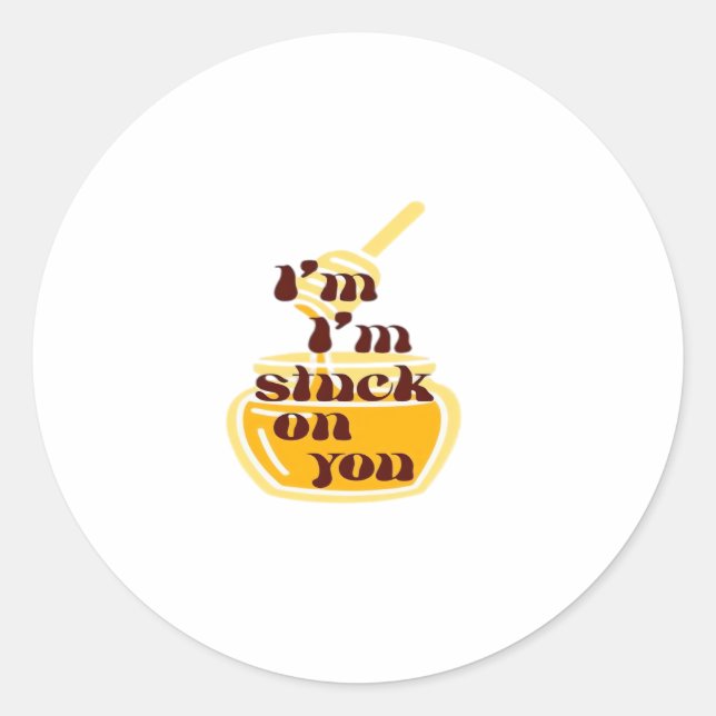 Stuck On You Minimal Love Design  Runder Aufkleber (Vorderseite)