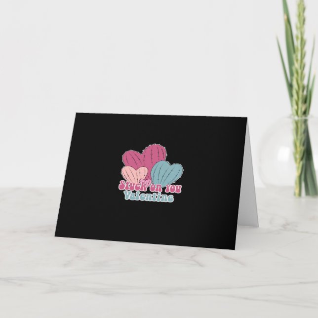 Stuck On You Valentine Funny Cactus Cute Design  Karte (Vorderseite)