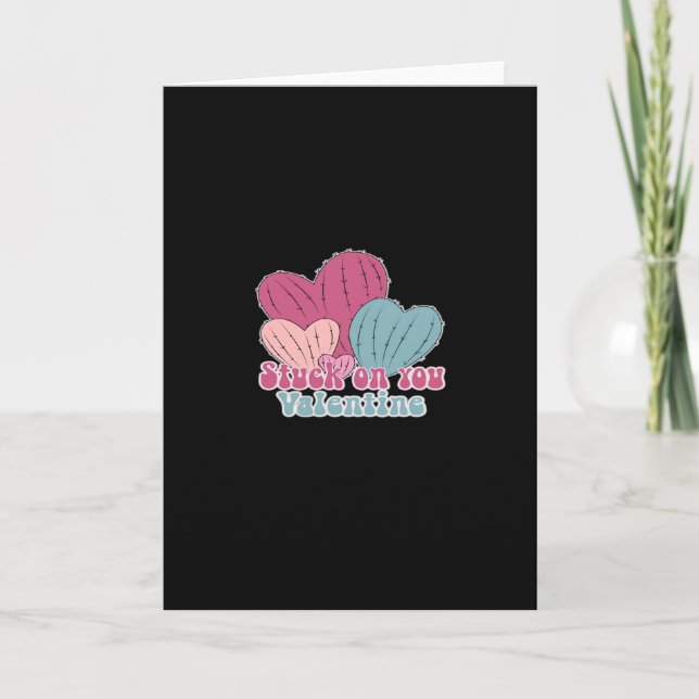 Stuck On You Valentine Funny Cactus Cute Design  Karte (Vorderseite)
