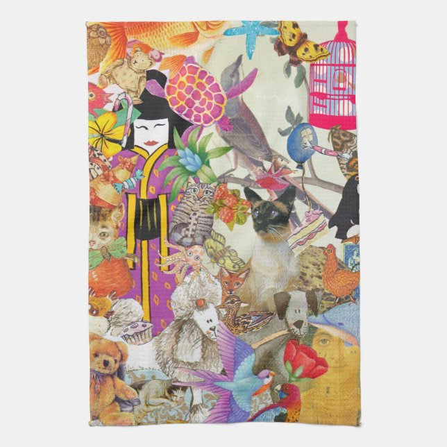 Stückchen und Bob-Collage 1 Küchen-Tuch Handtuch (Vertikal)