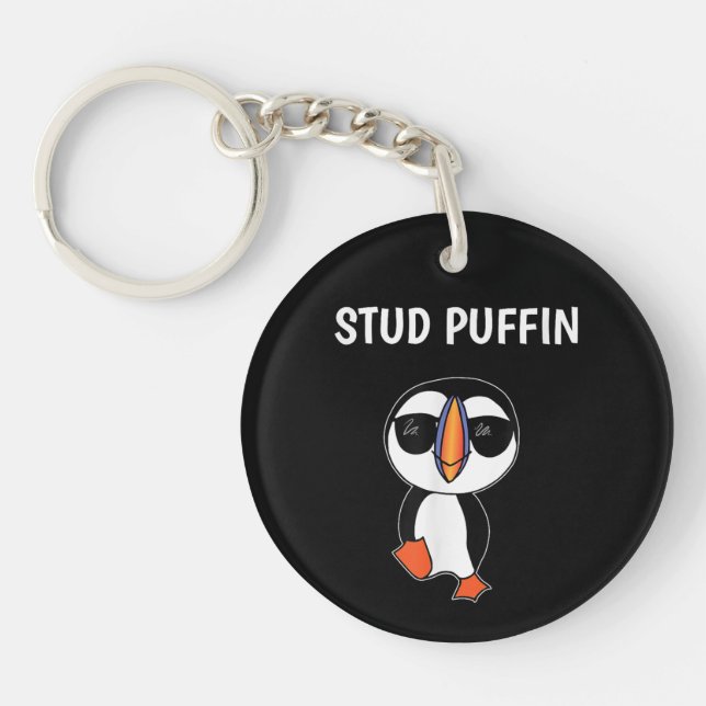Stud Puffin Funny Bird Schlüsselanhänger (Vorderseite)