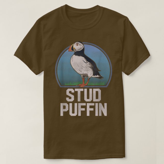 Stud Puffin Funny Seabird Animal Lover Stud Muffin T-Shirt (Design vorne)